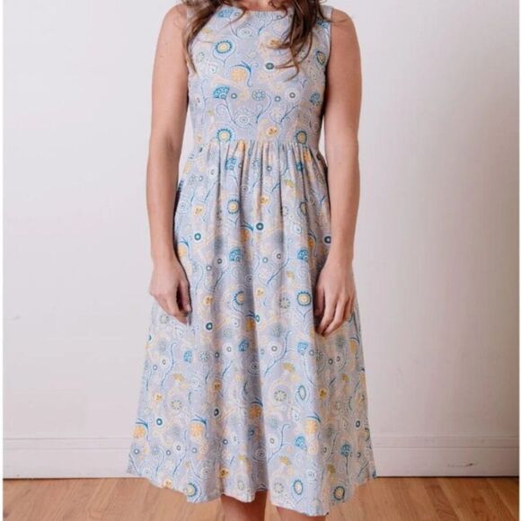 Mata Traders Sydney Midi Dress Blue Suzani Pockets Size Medium - Picture 8 of 8